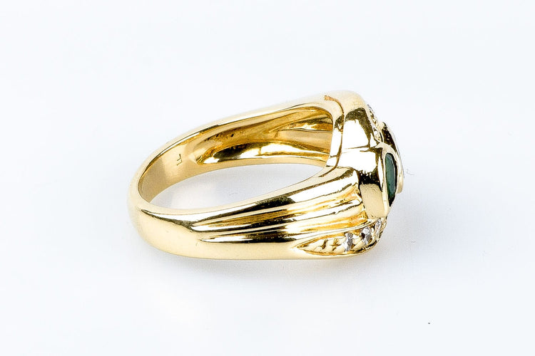 Bague 52 Bague diamants émeraudes en or massif 58 Facettes