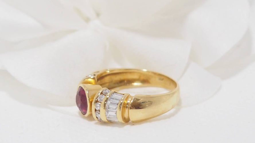 Bague 53.5 Bague jonc rubis naturel & diamants 58 Facettes 32276