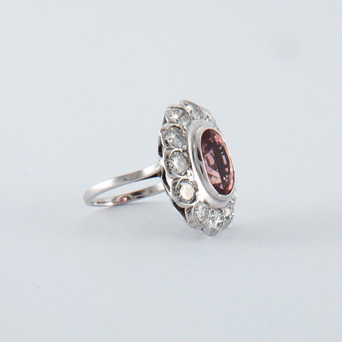 Bague 52 Bague Marguerite Tourmaline rose et Diamants 58 Facettes