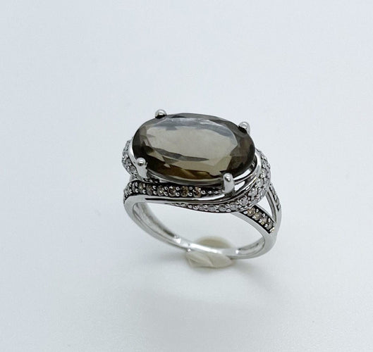 Bague Bague Or blanc quartz et éclats de Diamant 58 Facettes 20400000447