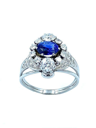 Bague Bague 19ème or, saphir et diamants 58 Facettes