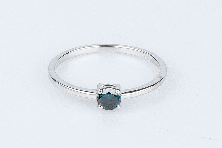 Bague Bague solitaire diamant fancy blue en or blanc 58 Facettes 53072-52-28