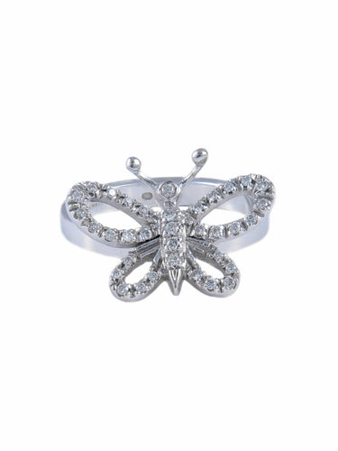 Bague Bague Or Blanc, Forme Papillon Pavage en diamants 58 Facettes