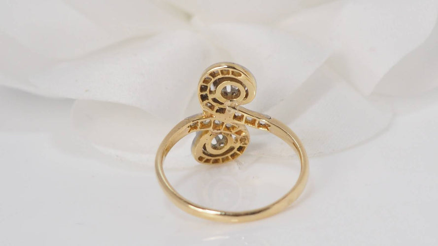 Bague 54.5 Bague Toi et moi en or bicolore et diamants 58 Facettes 31140