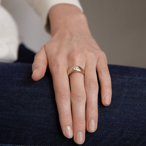 Bague 60 Bague jonc or jaune, diamant 58 Facettes