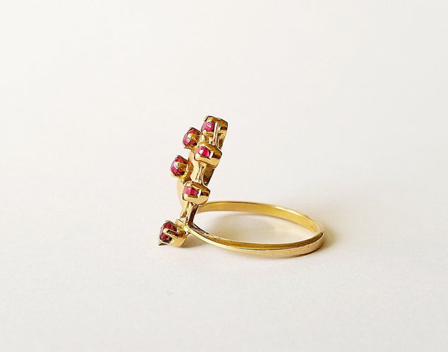 Bague 53 Bague Palme Or Jaune et Rubis 58 Facettes