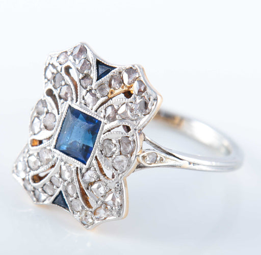 Bague 52 Bague Art Déco Saphir Or Blanc 58 Facettes