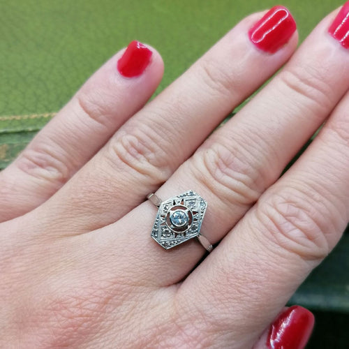 Bague 53 Bague Art Déco platine or blanc diamants 58 Facettes 2334