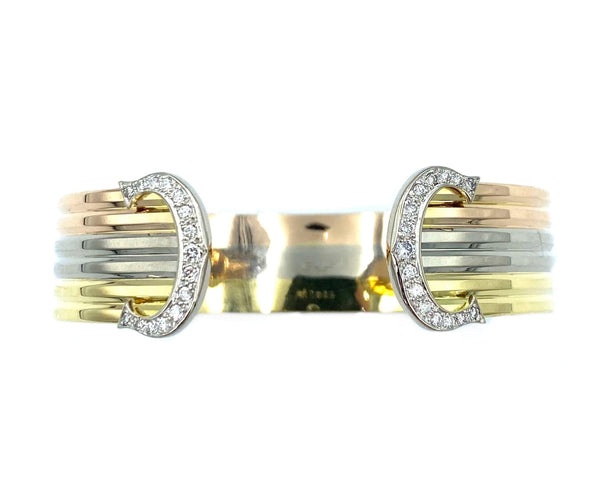 Bracelet CARTIER. Collection Double C, bracelet 3 ors et diamants 58 Facettes
