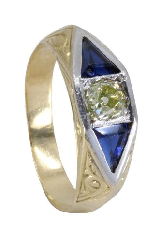 Bague BAGUE ART DÉCO SAPHIRS ET DIAMANTS 58 Facettes 059611