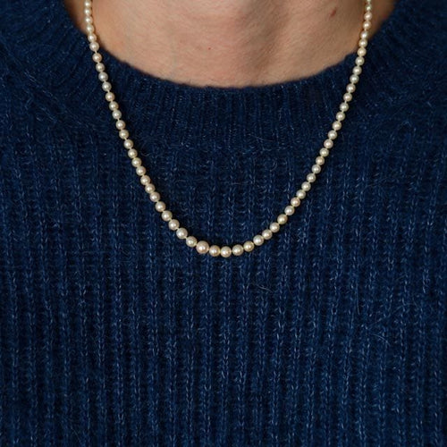 Collier Collier ancien de perles de cultures blanches, fermoir diamants 58 Facettes