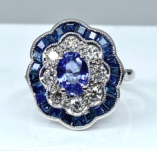 Bague 51 Bague marguerite Or Saphirs Diamants 58 Facettes AB214