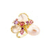 Bague 54 Bague Romance Divine en or jaune 18 carats, perle et quartz rose 58 Facettes CHAT-ROM-RI-PRQ