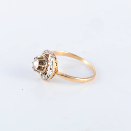 Bague 57 Bague Solitaire Diamant Old mine cut 0.35ct 58 Facettes