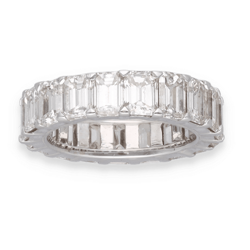 Bague Alliance or gris diamants taille émeraude 58 Facettes