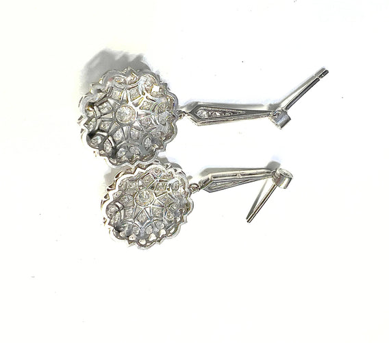 Boucles d'oreilles Pendantes Or blanc, Diamants 58 Facettes DF22