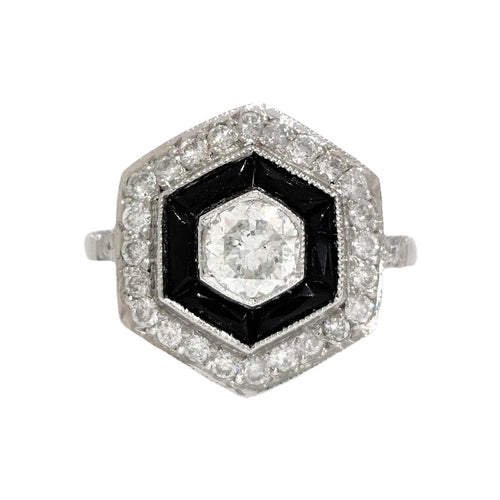 Bague 54.5 Bague Art Déco onyx et diamants 58 Facettes 1-1200/1