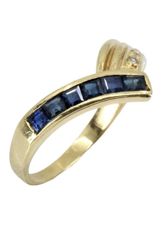Bague 47.5 BAGUE MODERNE SAPHIRS ET DIAMANTS 58 Facettes 048091