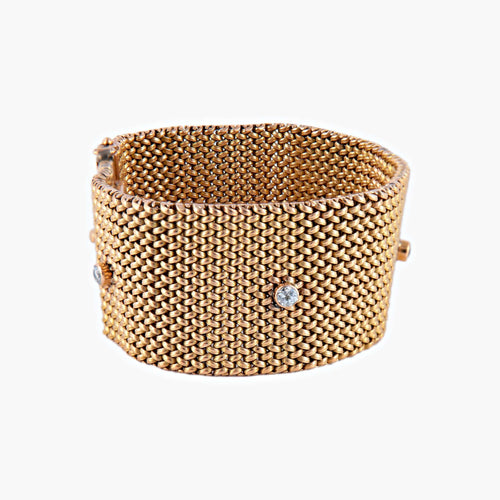 Bracelet Bracelet "manchette" or rose et diamants 58 Facettes