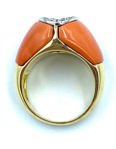 Bague Bague 1970 or et corail 58 Facettes