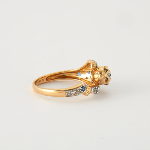 Bague 54 Bague panthère en Or jaune, saphirs & diamants 58 Facettes