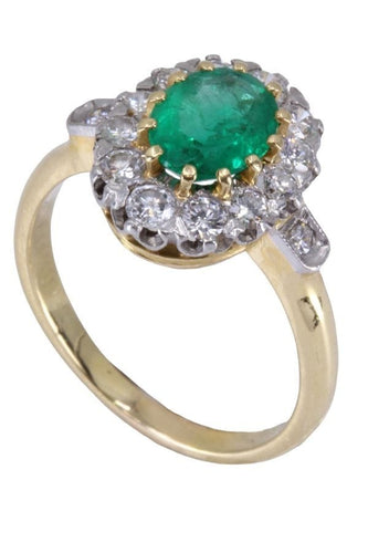 Bague 56 Bague Pompadour Or Platine Emeraude Diamants 58 Facettes 076821