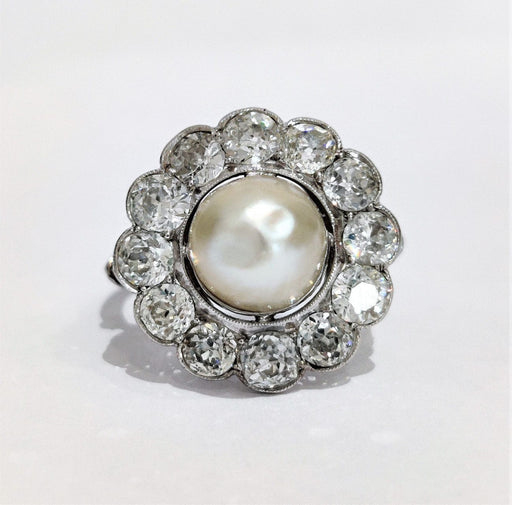 Bague 53 Bague marguerite platine perle et diamants 58 Facettes 1-883/1