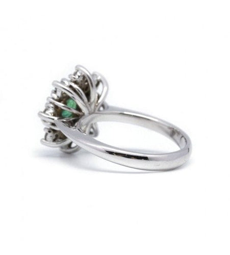 Bague 50 / Blanc/Gris / Or 750 Bague Marguerite Diamants Emeraude 58 Facettes 220019R