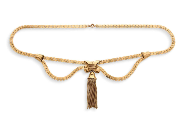 Collier Collier Pompon, Or Jaune 18 carats, Vers 1940-1950 58 Facettes