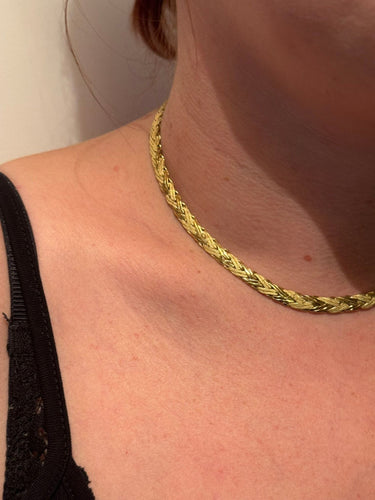 Bracelet Collier Or jaune Lisse et Sablé 58 Facettes