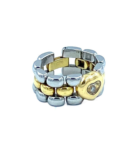 Bague Chopard. Collection Happy Diamonds, bague or jaune et acier 58 Facettes