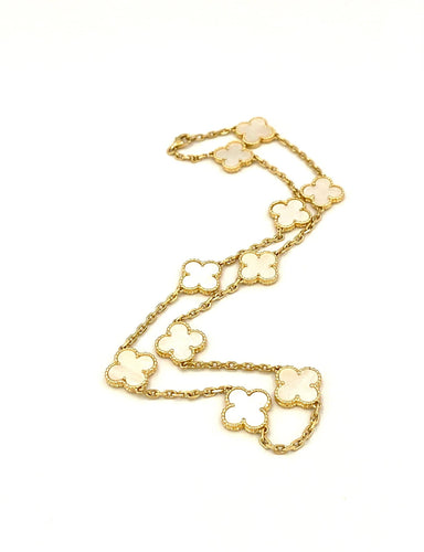 Collier Van Cleef & Arpels. Collier Alhambra Vintage or jaune nacre 58 Facettes