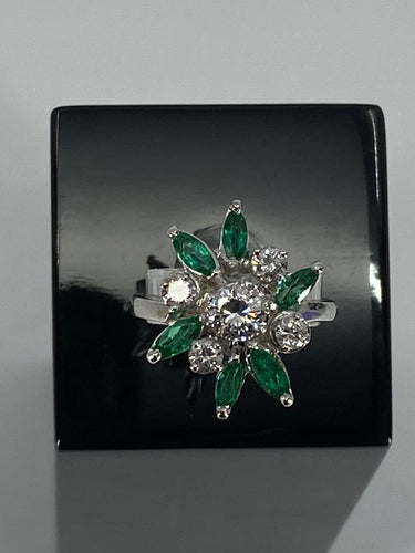 Bague Bague de fiançailles diamants, émeraudes 58 Facettes