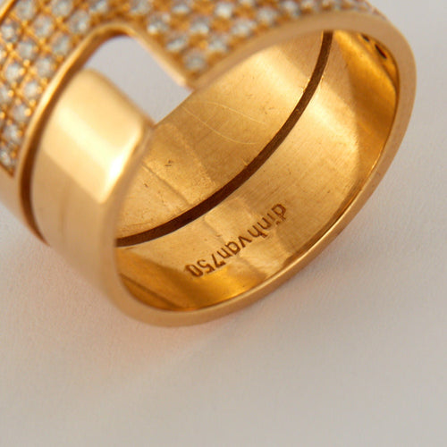 Bague 55 DINH VAN - Bague Seventies Or jaune Diamants 58 Facettes