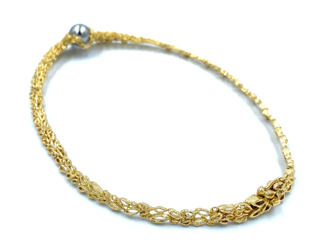 Collier GILBERT ALBERT. Collier or jaune, diamant et billes interchangeables 58 Facettes