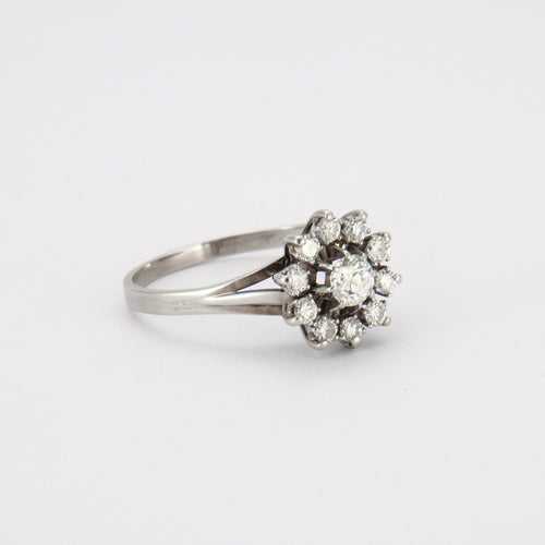 Bague Bague Fleur en Or Gris, Diamants 58 Facettes LOT 2840