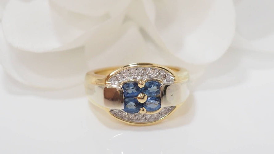 Bague 55 Bague saphirs de Ceylan et diamants 58 Facettes 32136