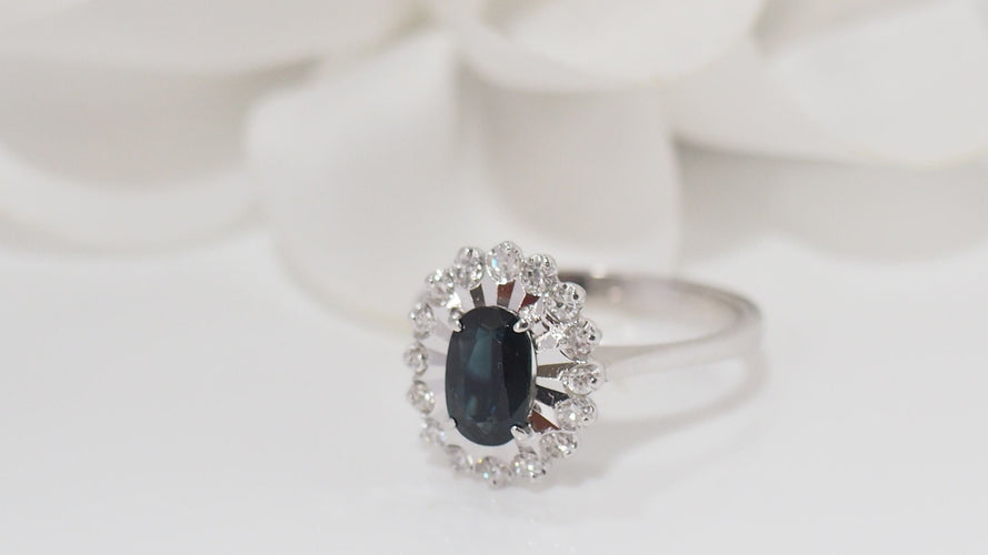 Bague 53 Bague Marguerite En Or Blanc, Saphir Et Diamants 58 Facettes 31757