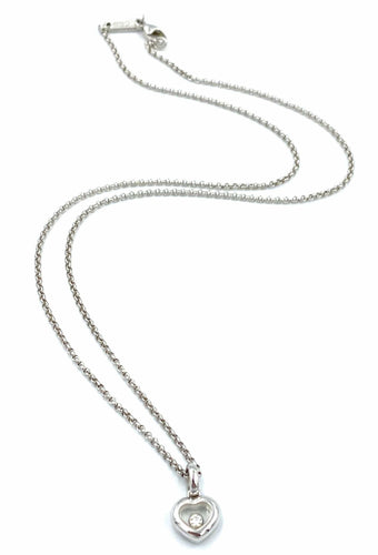 Collier CHOPARD. Collection Happy Diamonds, collier or blanc et diamant 58 Facettes