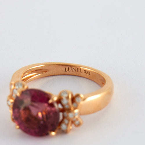 Bague 53 Bague Ruban Tourmaline rose Diamants 58 Facettes 2.75