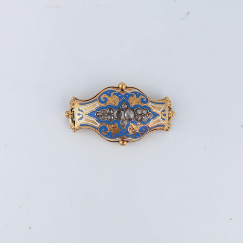 Broche Broche or et émail bleu 58 Facettes