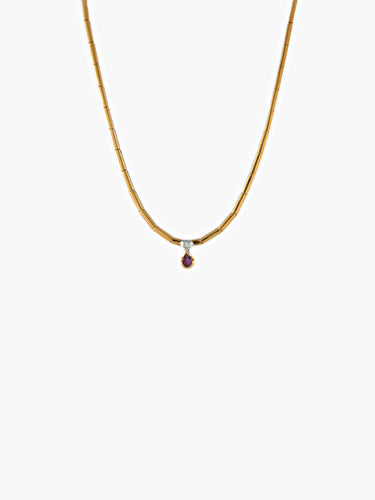 Collier COLLIER OR JAUNE RUBIS/DIAMANT 58 Facettes