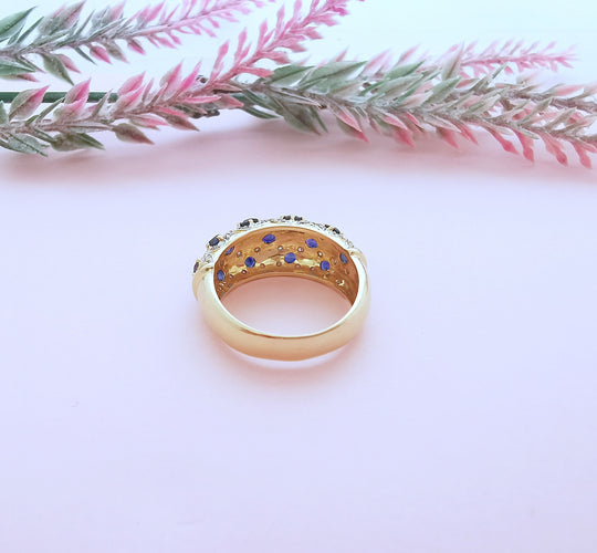 Bague 56.5 Bague Jonc Or Saphirs et Diamants 58 Facettes AA 1633