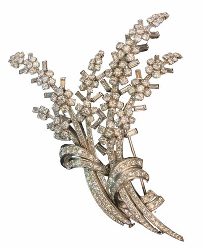 Broche Broche simple ou double, platine, or et diamants 58 Facettes