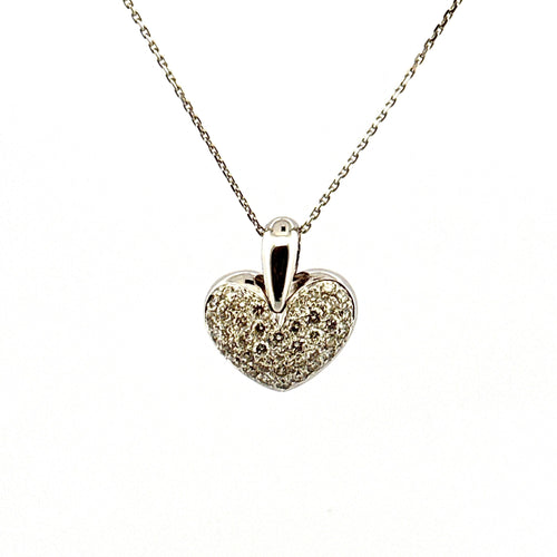 Pendentif Pendentif coeur en or blanc 18 carats et diamants 58 Facettes