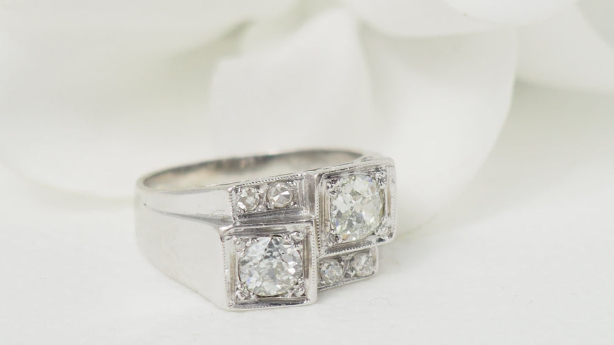 Bague 51.5 Bague Art Déco en platine et diamants 58 Facettes 32258