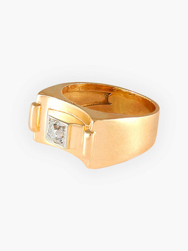 Bague Bague Tank Or Rose, Platine Et Diamant Taille Ancienne 58 Facettes HS20881