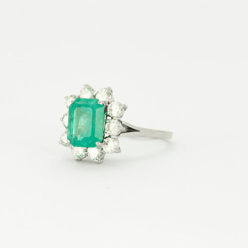 Bague 60 Bague Emeraude Entourage Diamants 58 Facettes