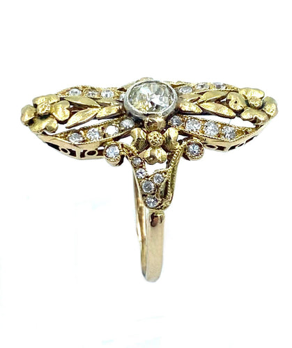 Bague Bague Art Nouveau or et diamants 58 Facettes