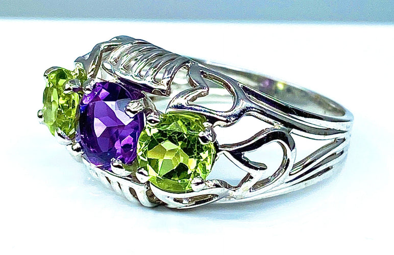 Bague Bague péridots et améthyste 58 Facettes AB247